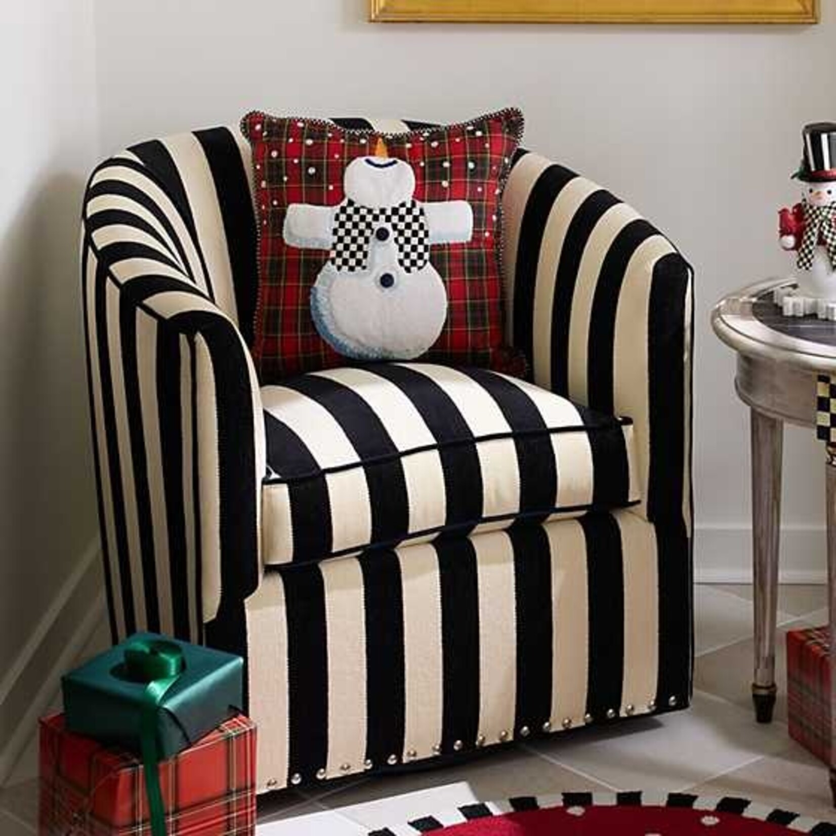 MacKenzie-Childs Dancing Snowman Throw Pillow