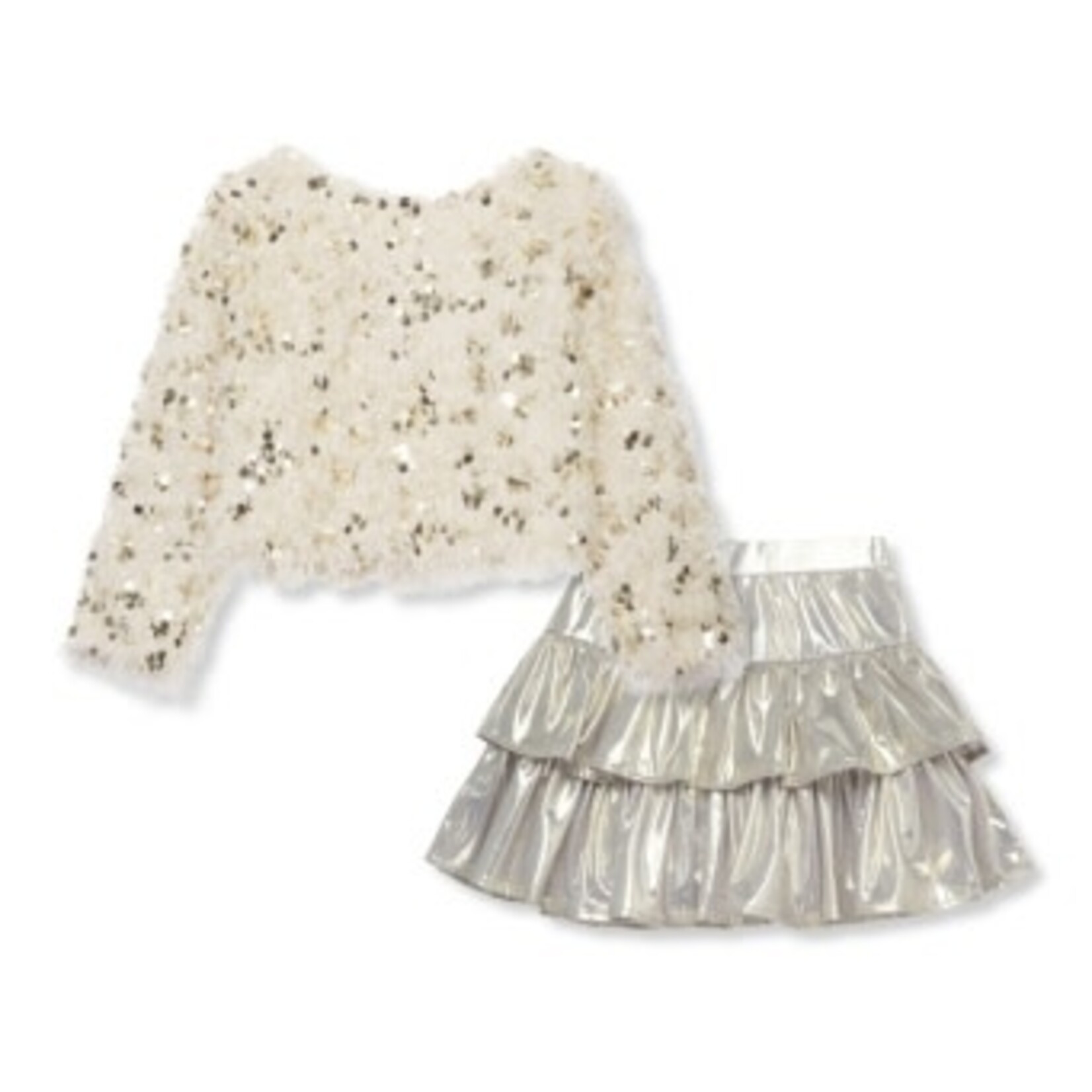 Peek Aren't You Curious fuzzy sweater skirt set