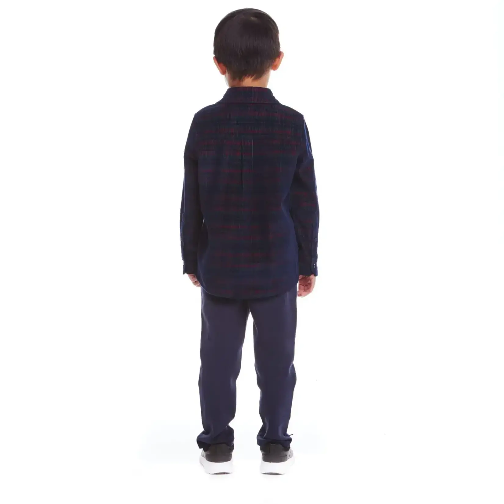 Andy & Evan Cords Buttondown & Navy Joggers Set  Red Plaid