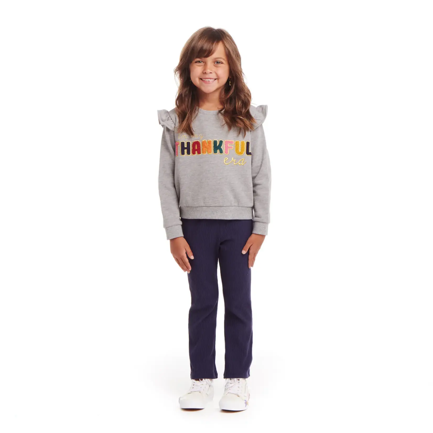 Andy & Evan "Thankful" Ruffle Crewneck Sweater & Leggings Set