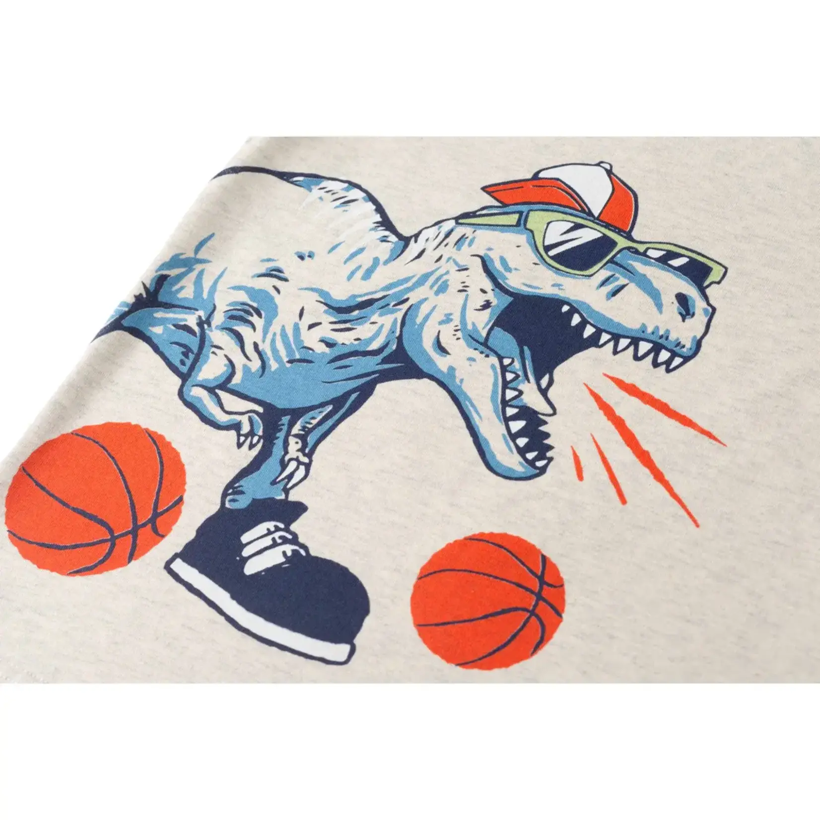 Andy & Evan Basketball Dino Long Sleeve Hooded Tee