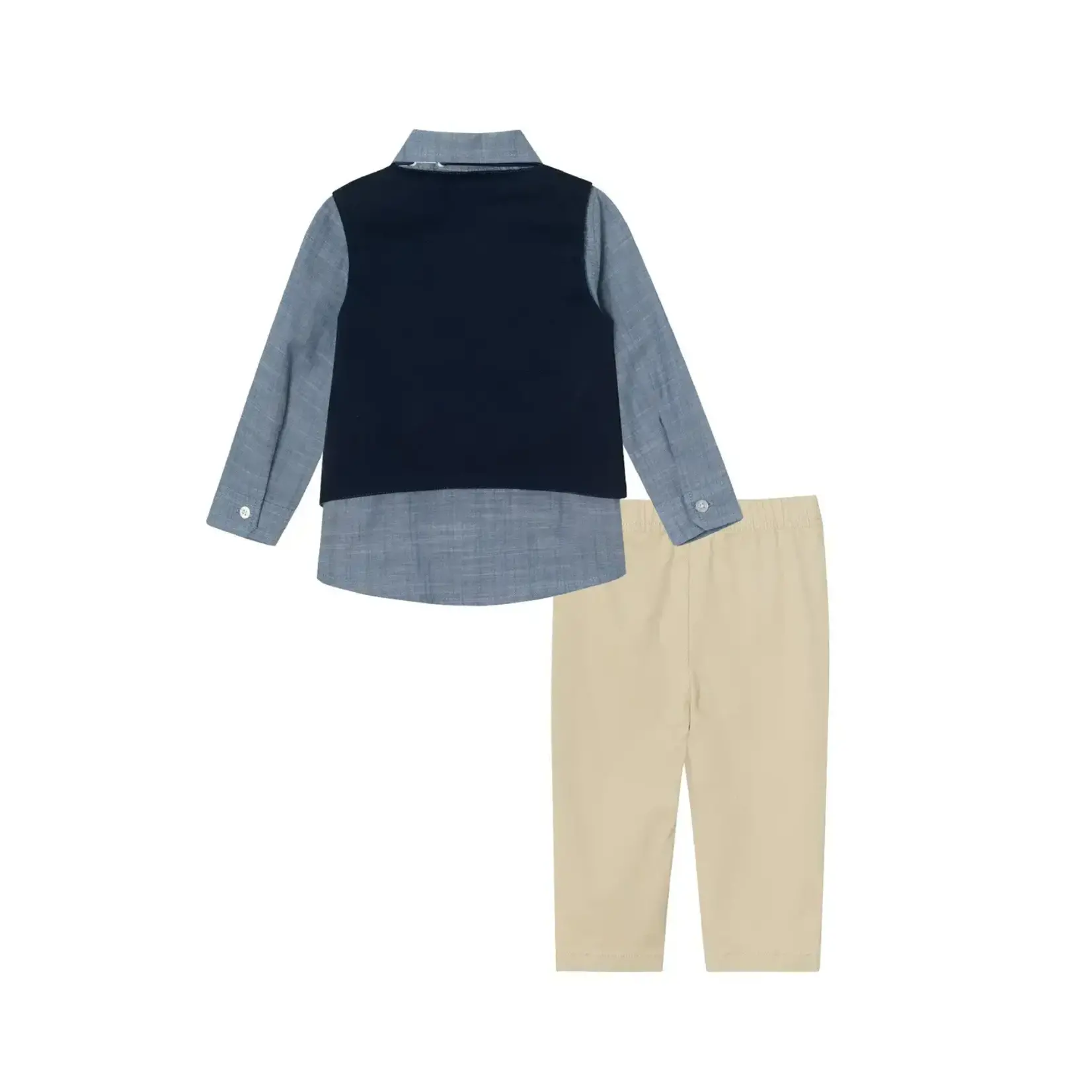 Andy & Evan 4 Piece Vest Set - Navy/Blue Chambray