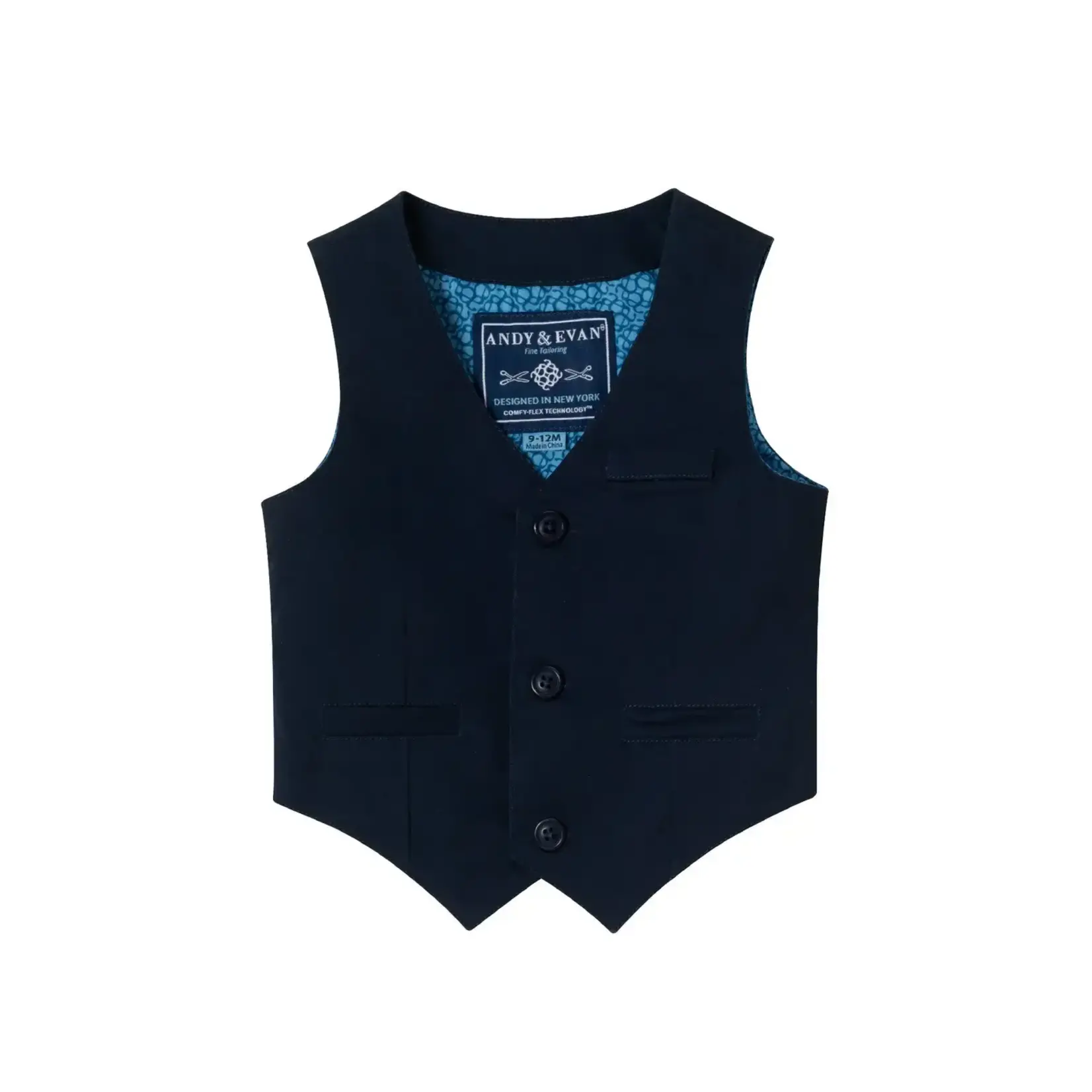 Andy & Evan 4 Piece Vest Set - Navy/Blue Chambray