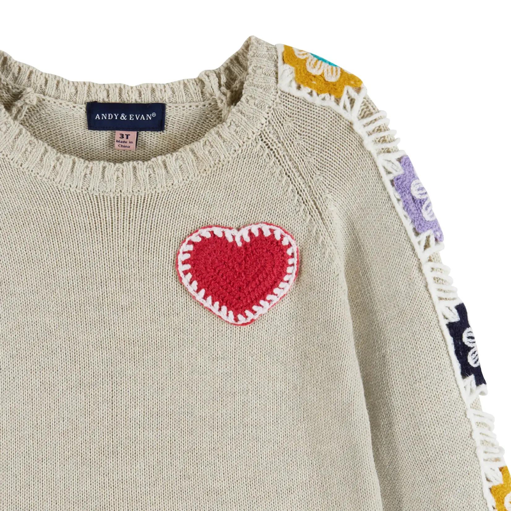 Andy & Evan Crochet Tunic Sweater & Jegging Set - White