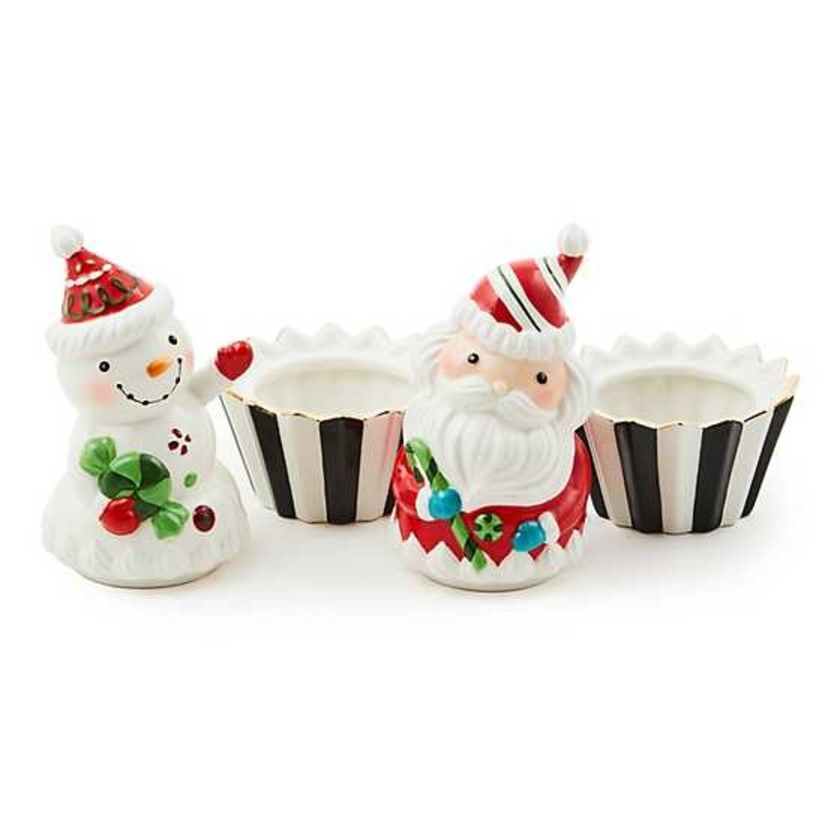 MacKenzie-Childs Bake Shop Santa & Snowman Cupcake Boxes, Set of 2