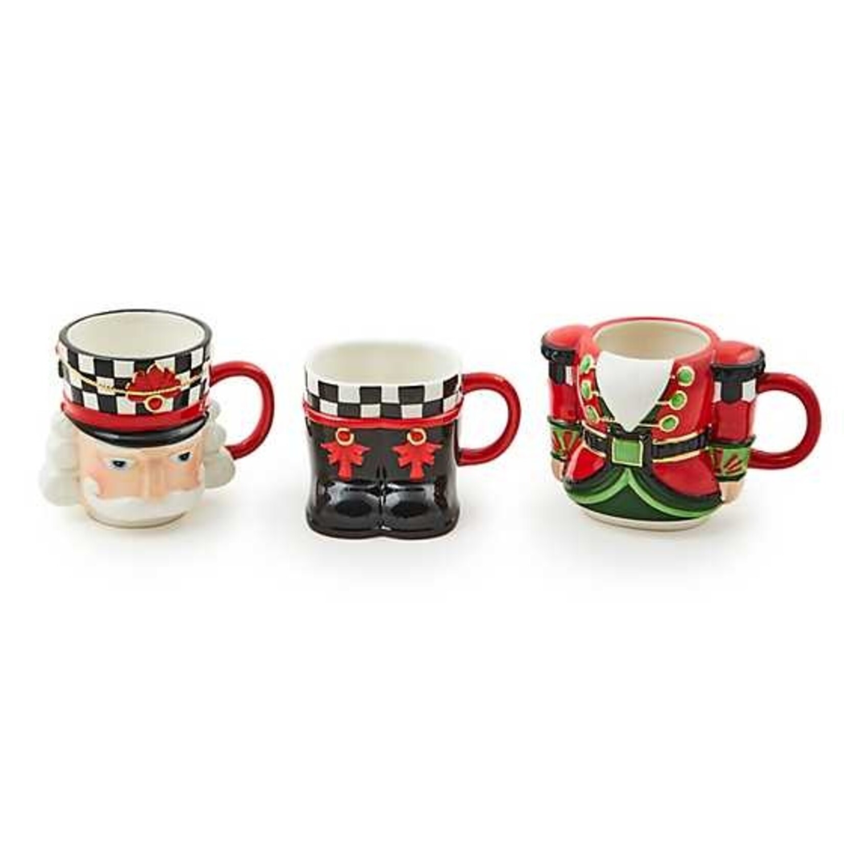 MacKenzie-Childs Classic Courtly Nutcracker Stacking Mugs, Set of 3
