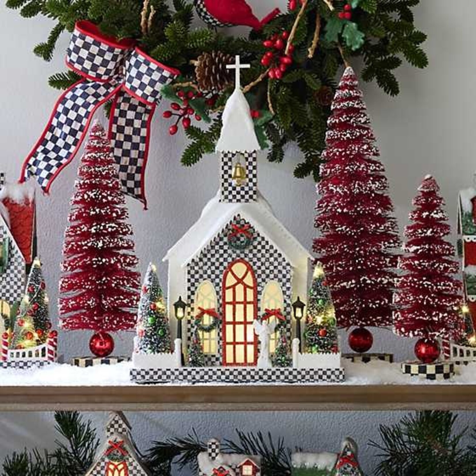 MacKenzie-Childs Cozy Christmas Illuminated Paper Church