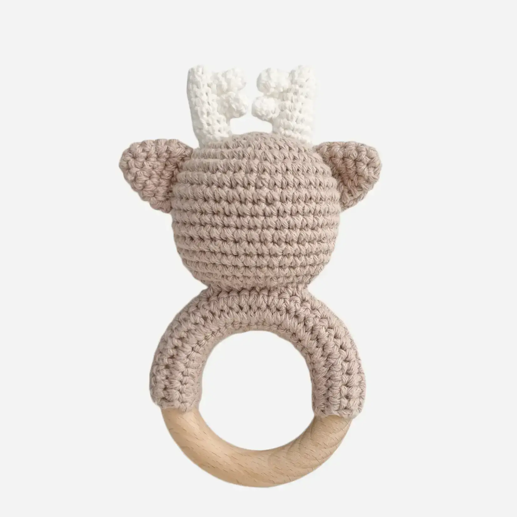 The Blueberry Hill Crochet Cotton Rattle Teether-  Deer