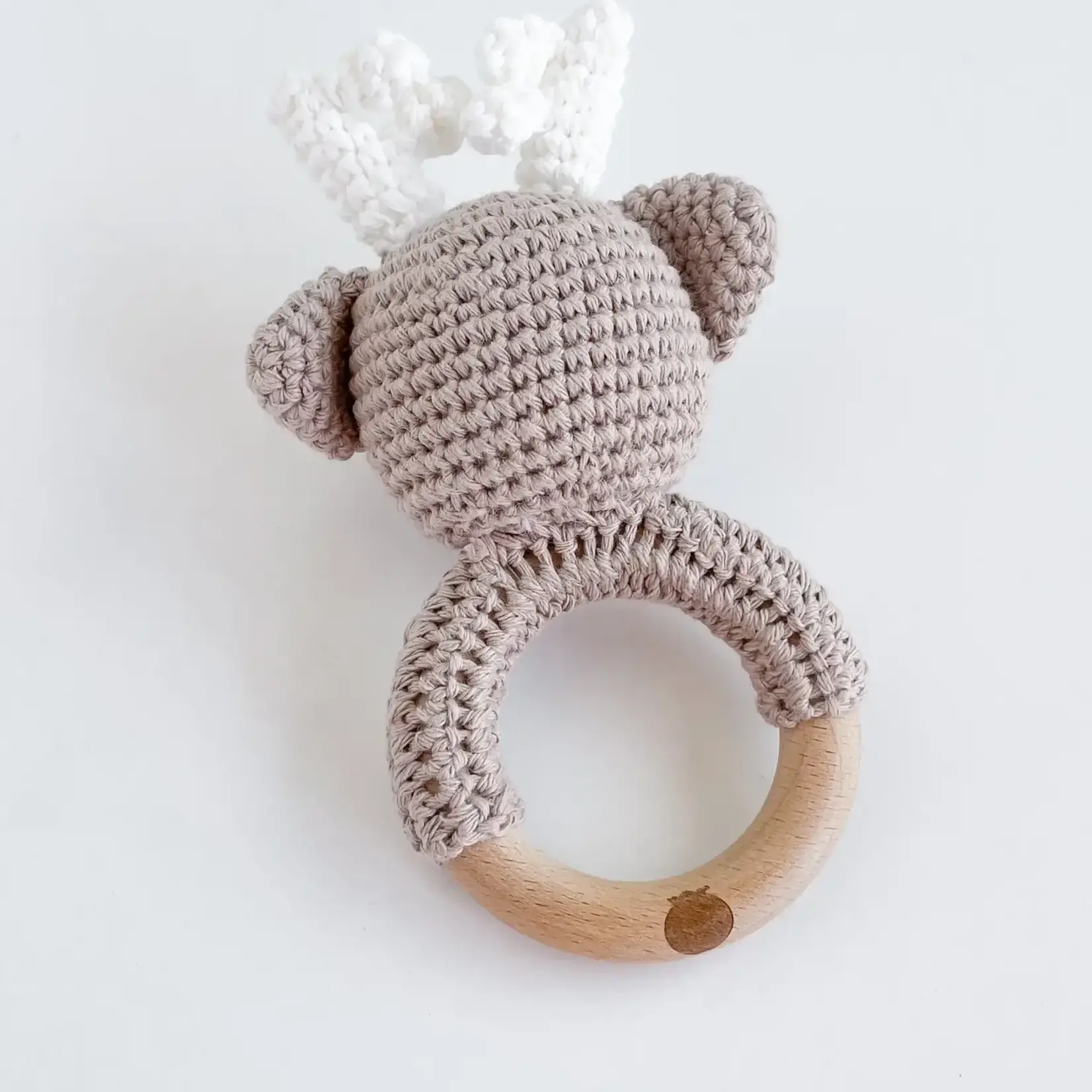 The Blueberry Hill Crochet Cotton Rattle Teether-  Deer