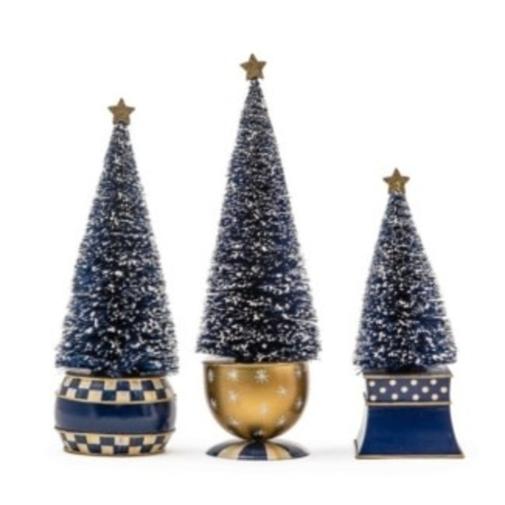 MacKenzie-Childs royal check bottle brush tree, set of 3