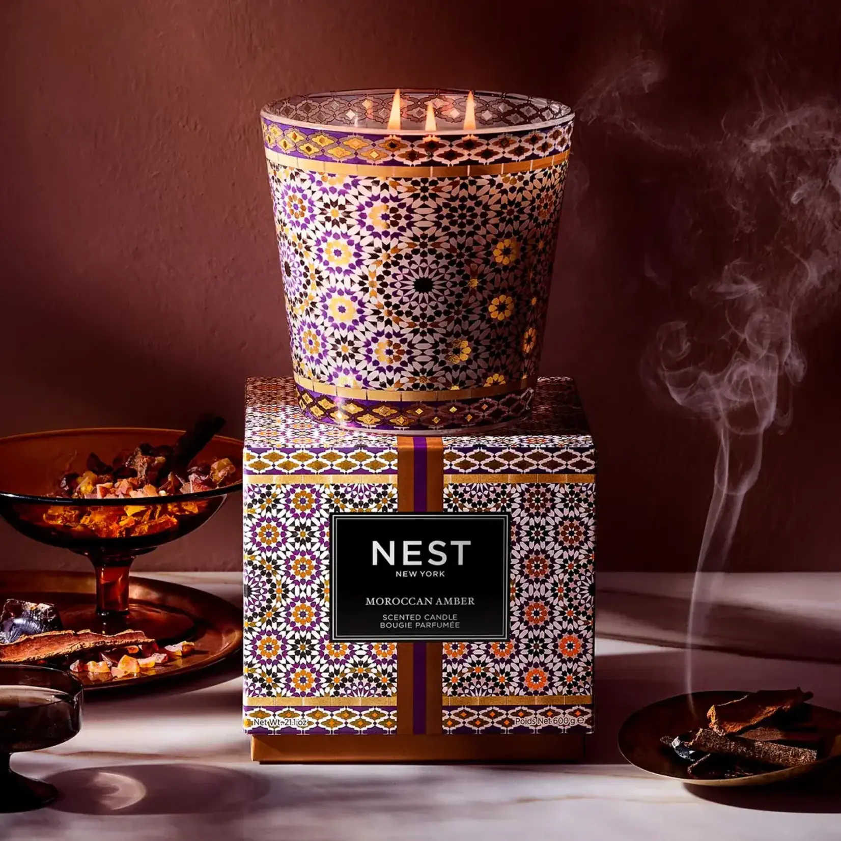 Nest Fragrances Moroccan Amber Decorative 3-Wick Candle