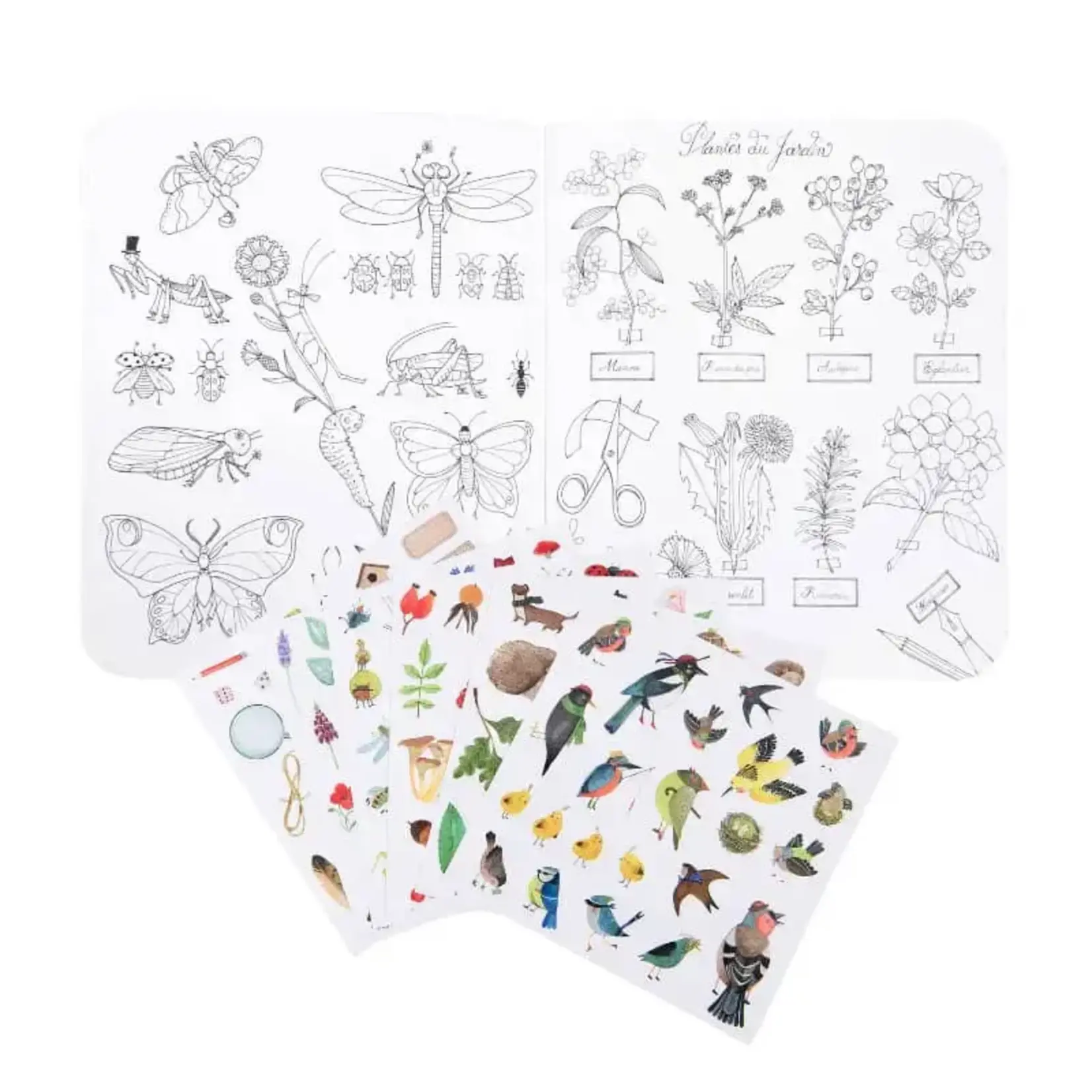 Moulin Roty Coloring Books & Stickers - Botanist/Garden Theme