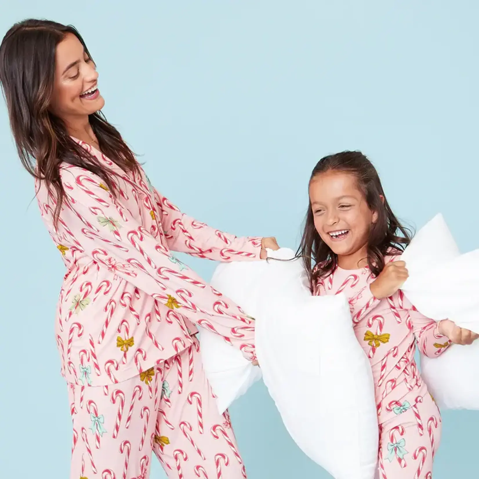 Pink Chicken Women's Bamboo Loungewear Set - Pink Candy Cane Lane