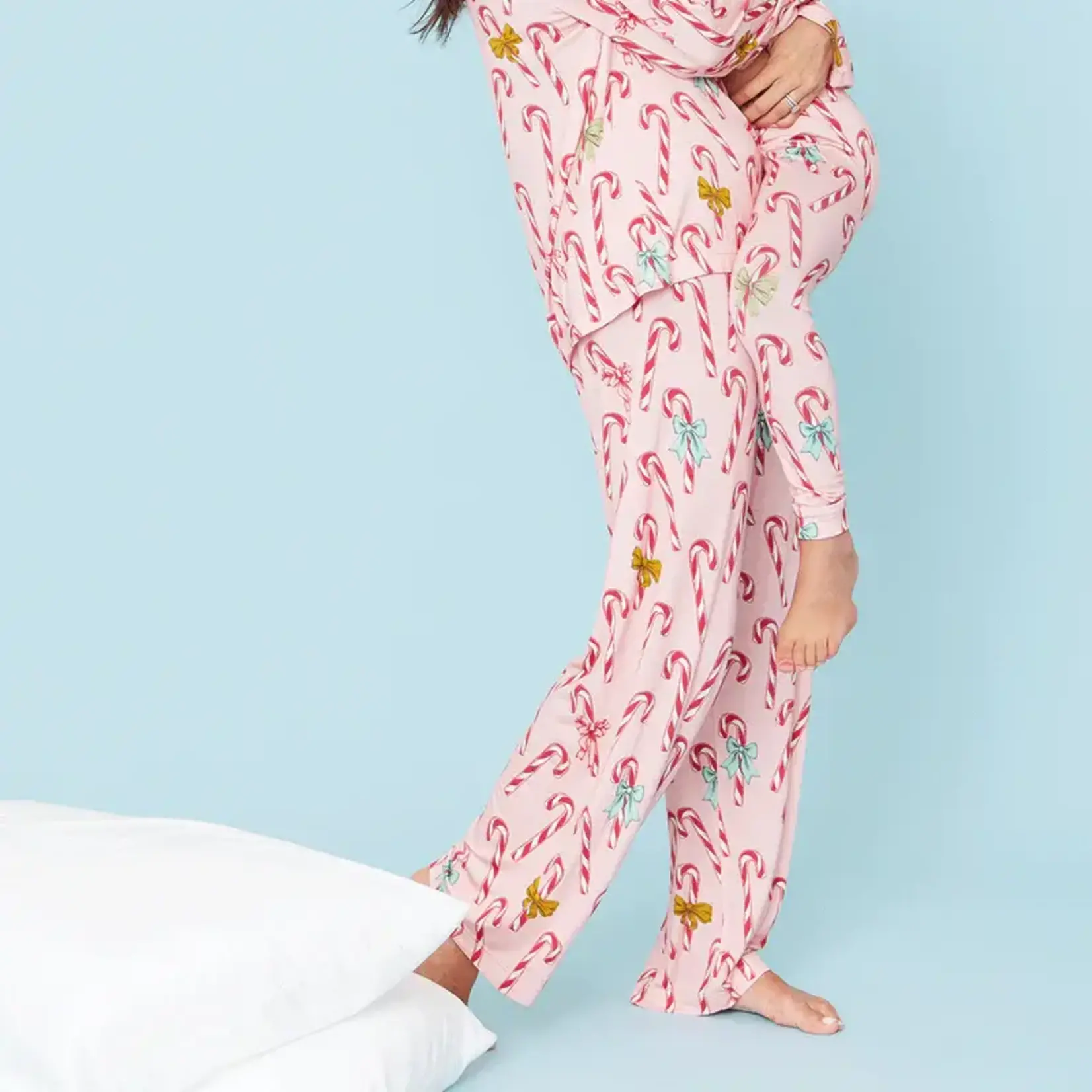 Pink Chicken Women's Bamboo Loungewear Set - Pink Candy Cane Lane