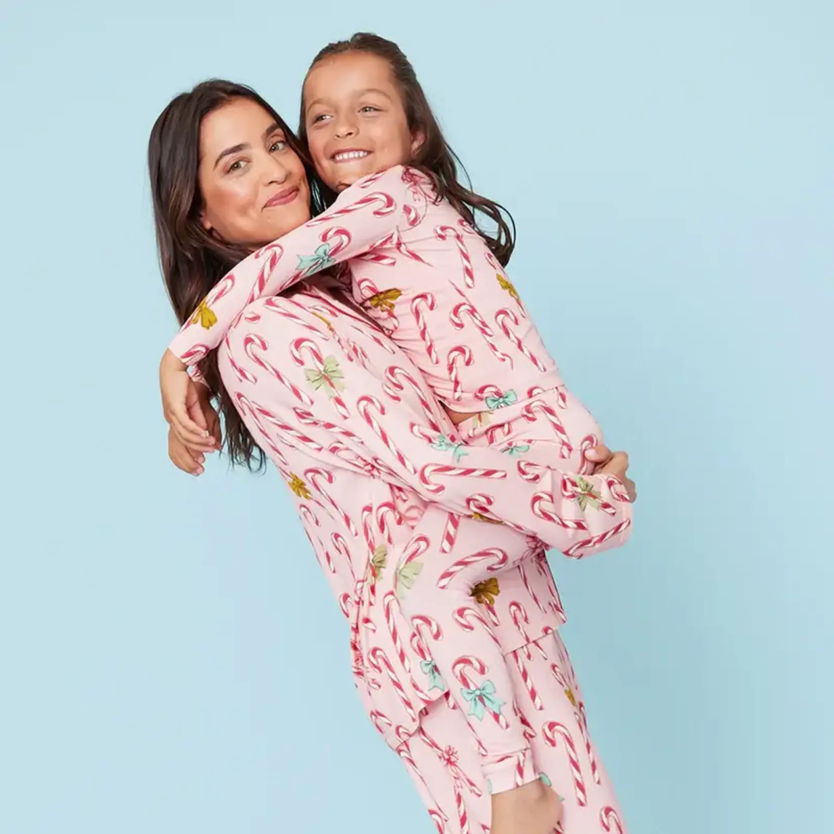 Pink Chicken Women's Bamboo Loungewear Set - Pink Candy Cane Lane
