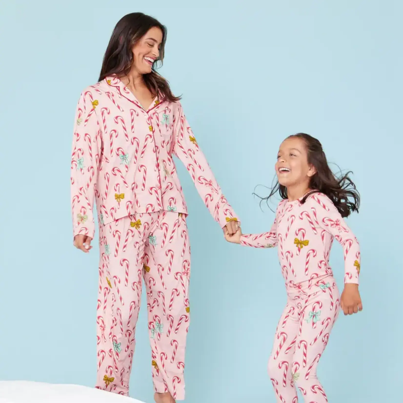 Pink Chicken Women's Bamboo Loungewear Set - Pink Candy Cane Lane