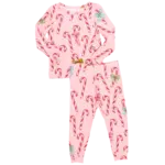 Pink Chicken Bamboo PJ Set - Pink Candy Cane Lane