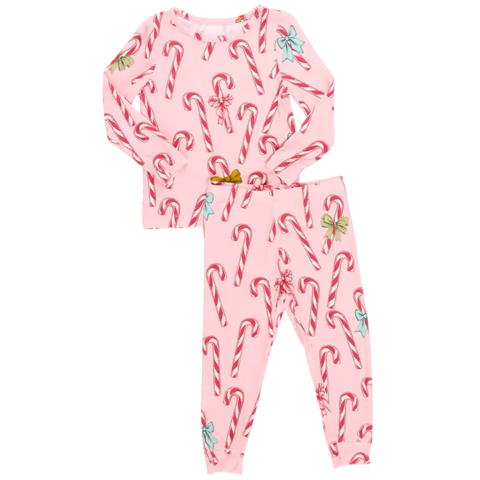 Pink Chicken Bamboo PJ Set - Pink Candy Cane Lane