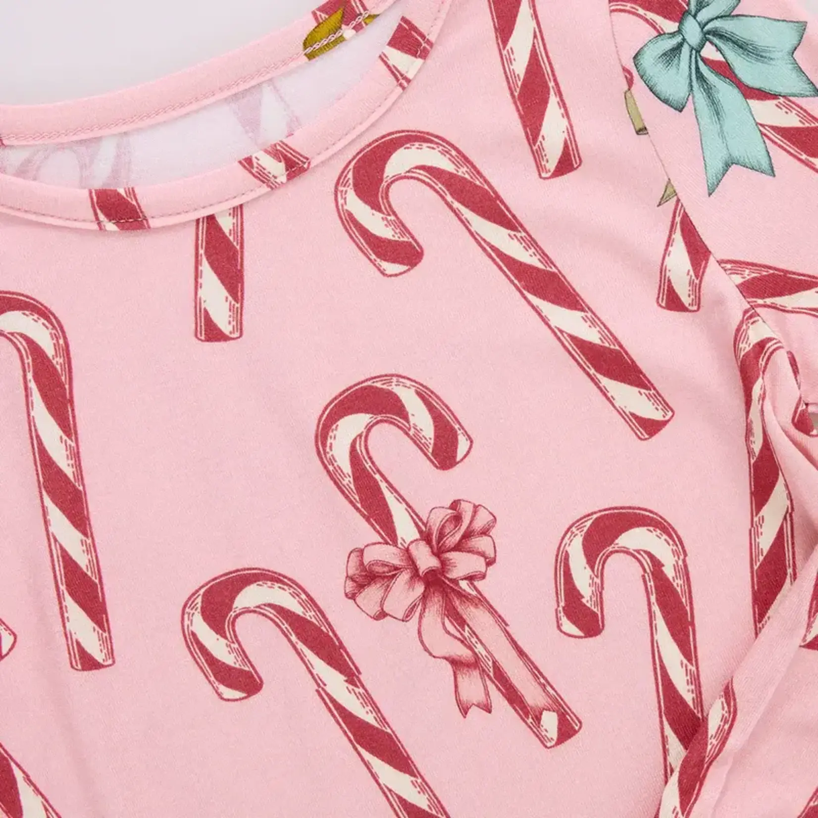 Pink Chicken Bamboo PJ Set - Pink Candy Cane Lane