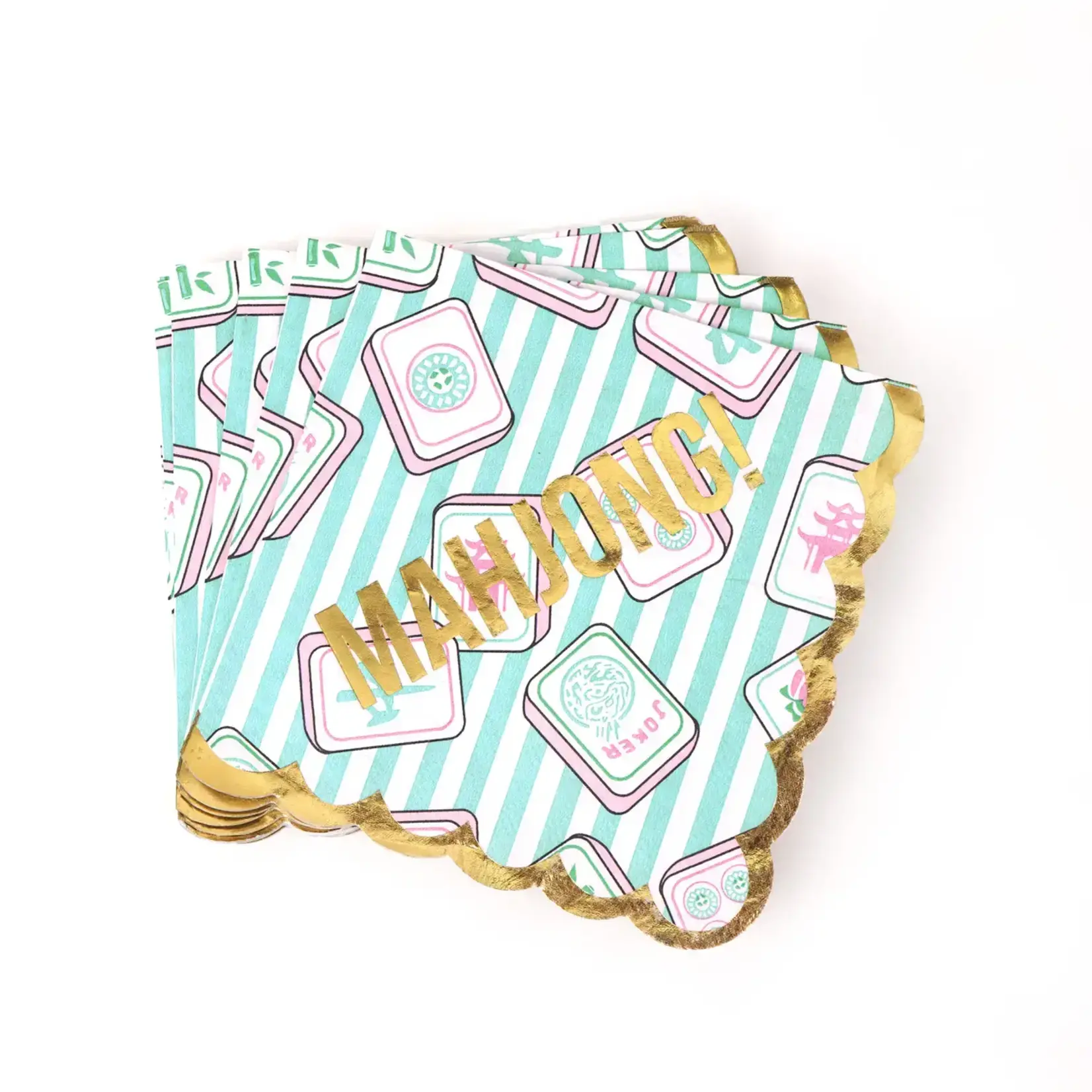 8 Oak Lane Mahjong Stripe Paper Beverage Napkin Packs