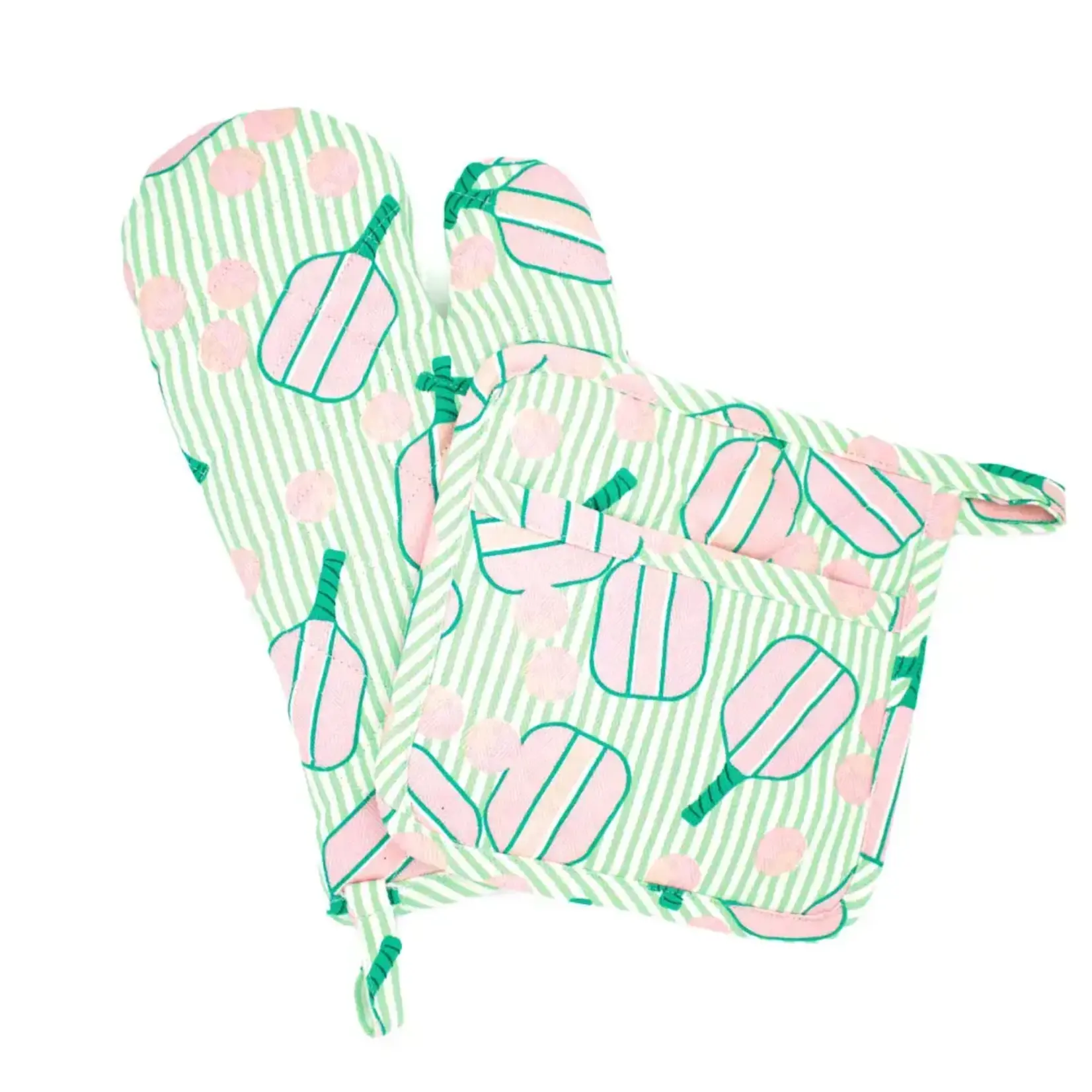 8 Oak Lane Pickleball Stripe Oven Mitt Set