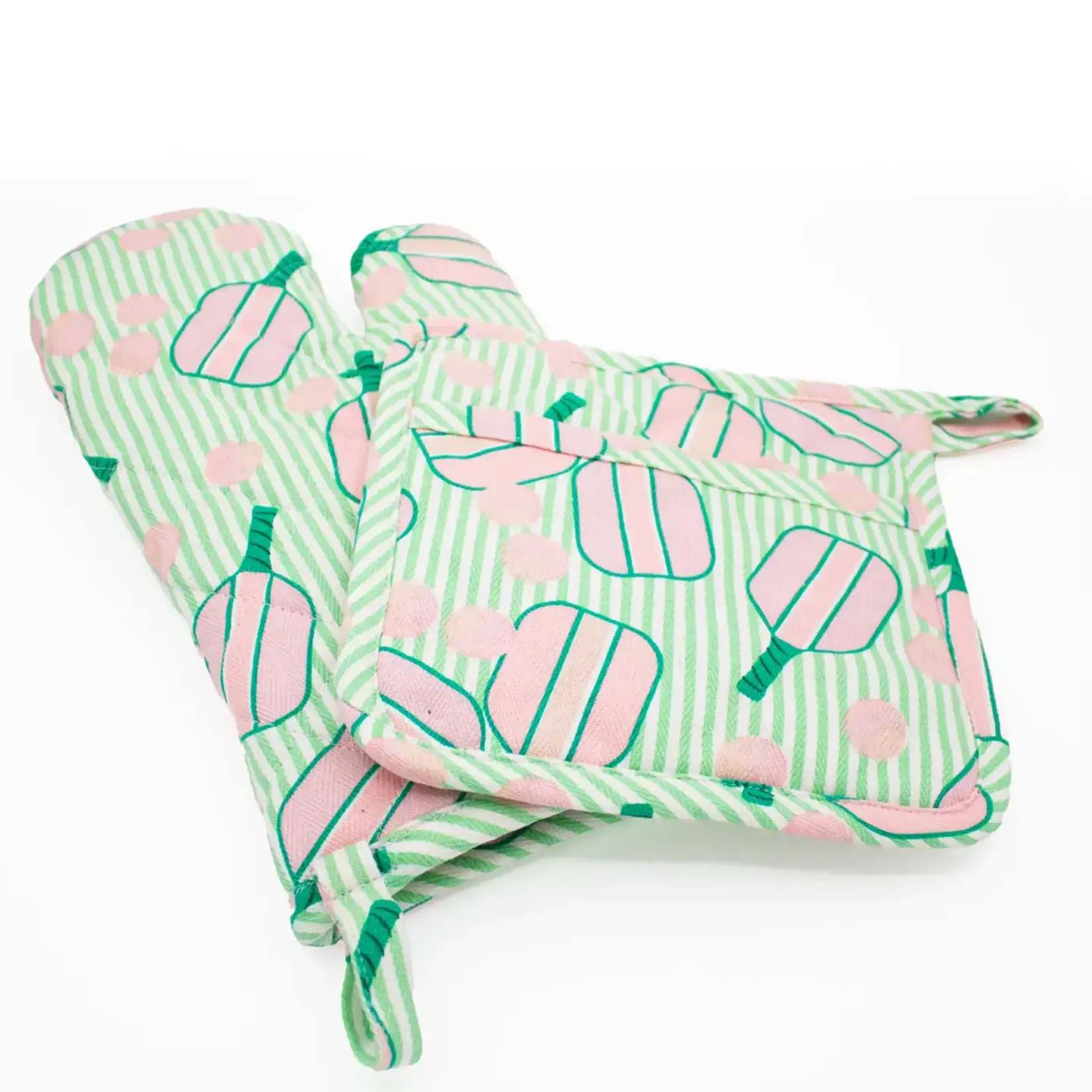 8 Oak Lane Pickleball Stripe Oven Mitt Set
