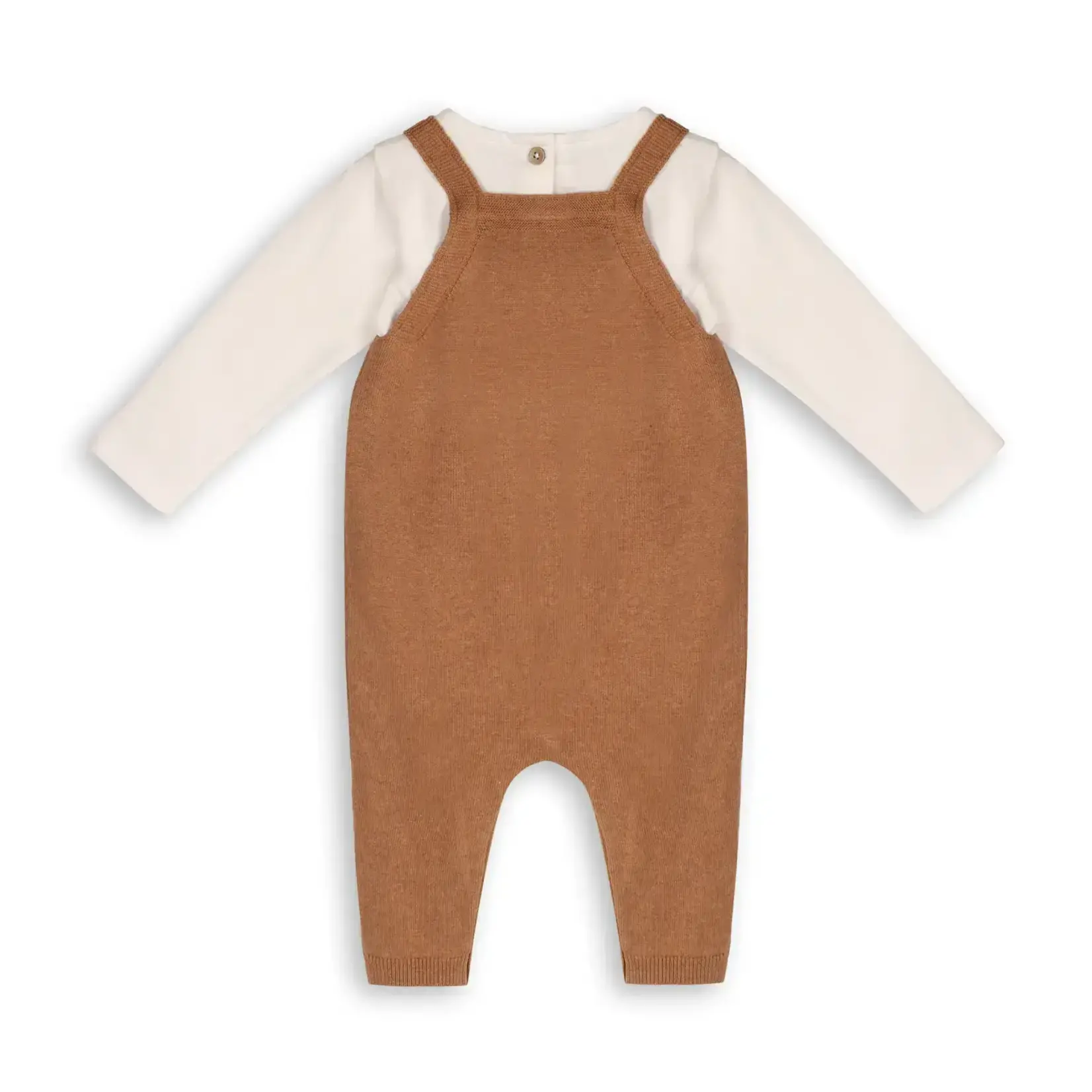 Viverano Organics Bear Sweater Knit Baby Overall & Bodysuit Set - Chai