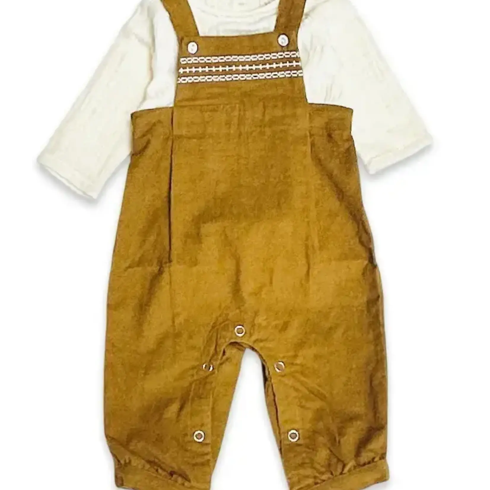 Viverano Organics Corduroy Overall Set with Muslin Shirt - Mustard
