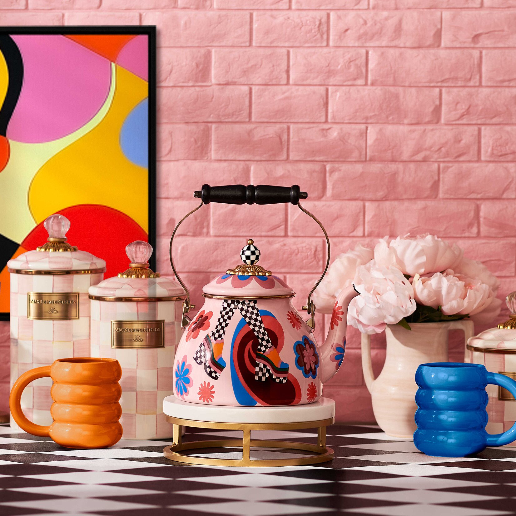 MacKenzie-Childs Go Go 2 Quart Tea Kettle