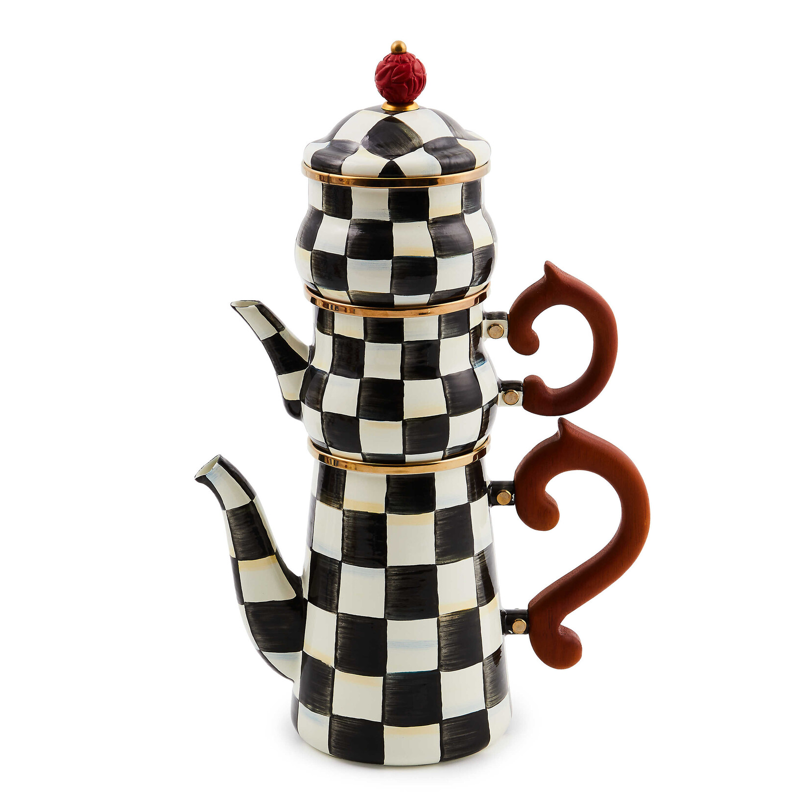 MacKenzie-Childs courtly check stackable coffee set