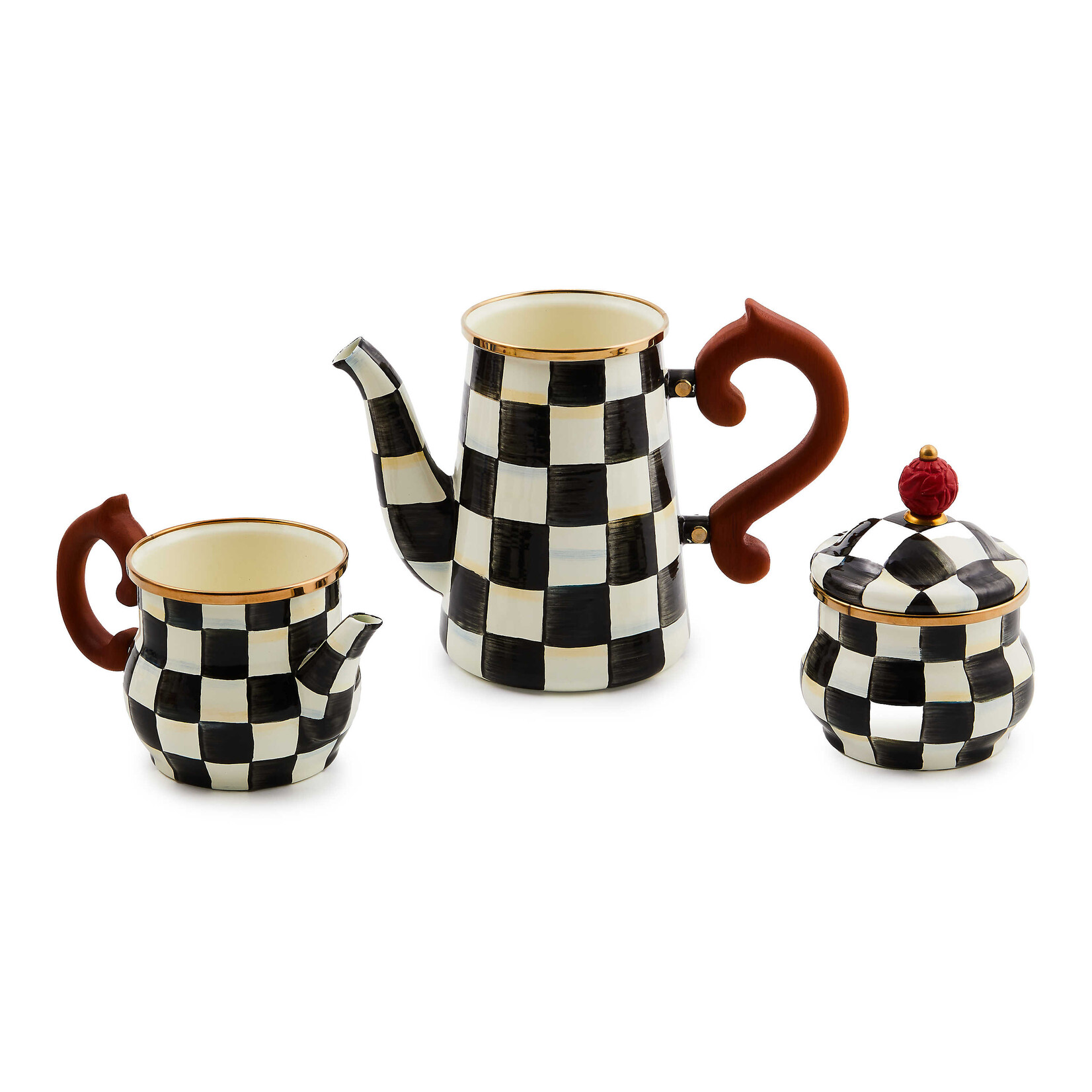 MacKenzie-Childs courtly check stackable coffee set