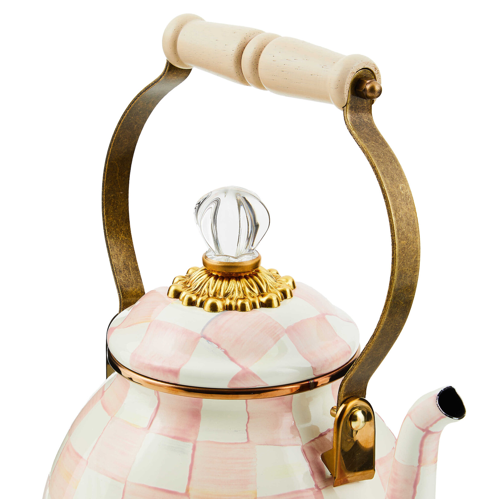 MacKenzie-Childs Rosy Check 2 Quart Tea Kettle