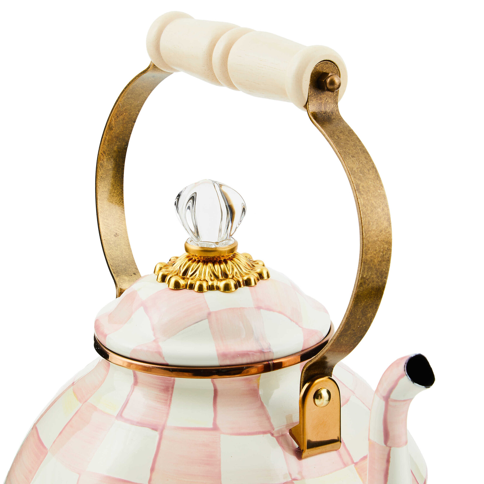 MacKenzie-Childs Rosy Check 3 Quart Tea Kettle