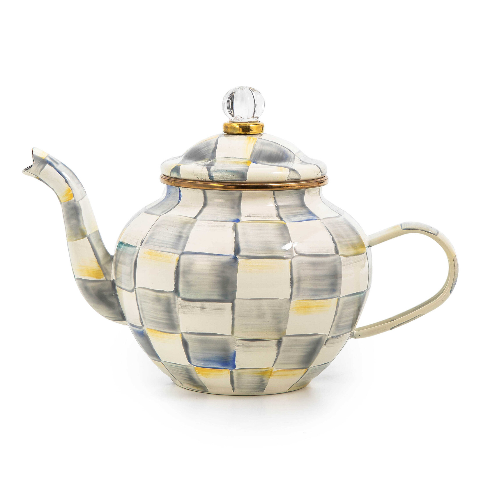 MacKenzie-Childs Sterling Check 4 Cup Teapot