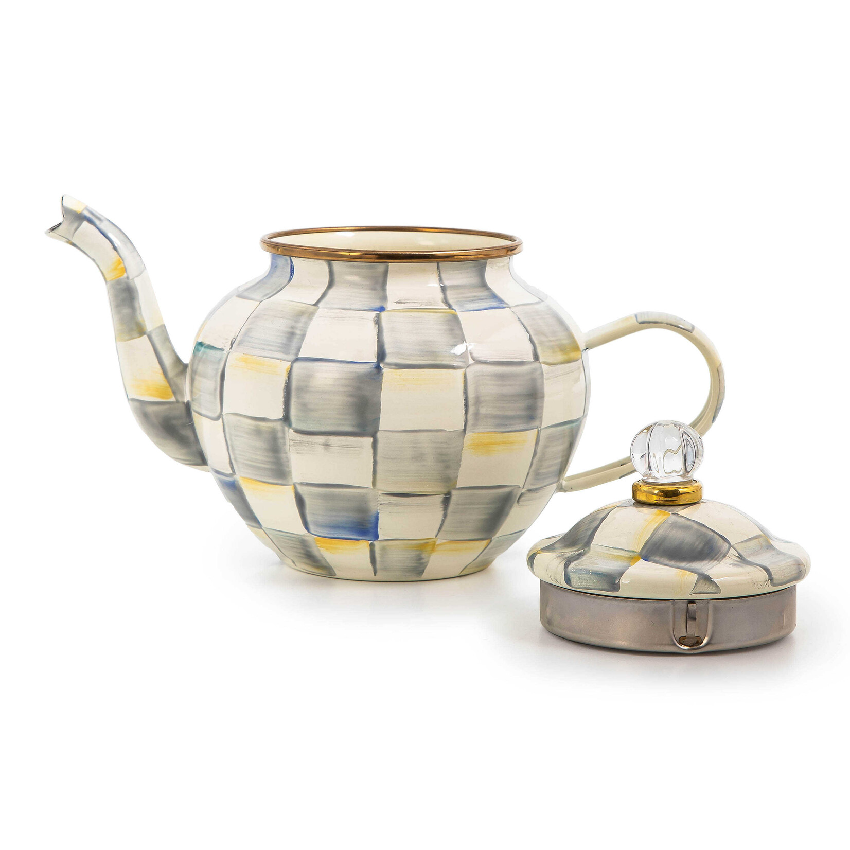 MacKenzie-Childs Sterling Check 4 Cup Teapot