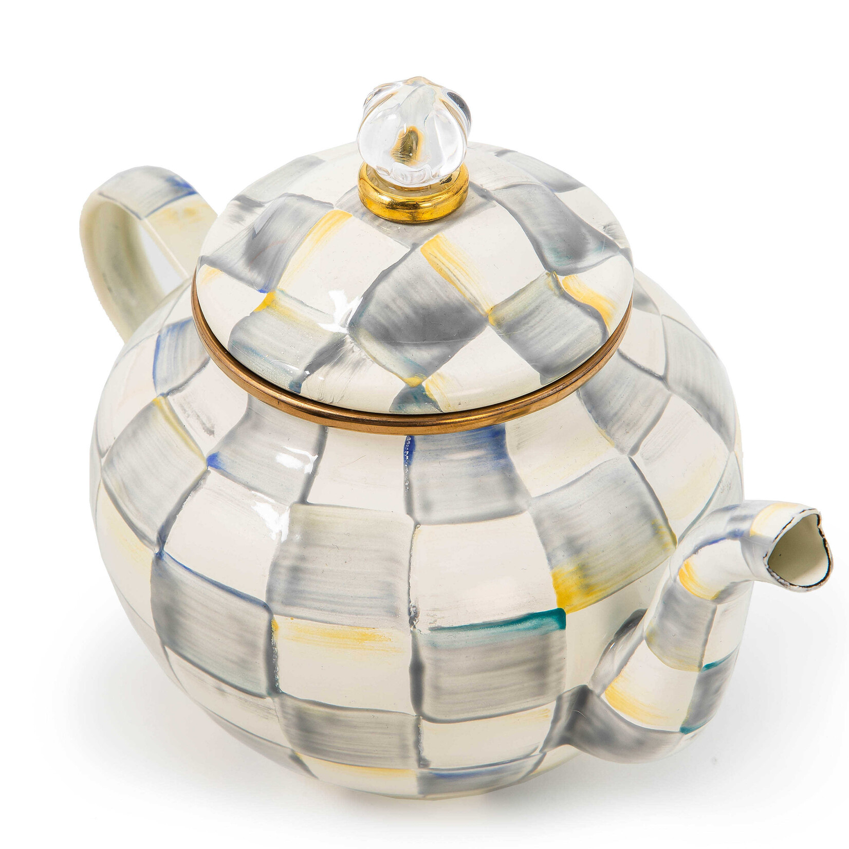 MacKenzie-Childs Sterling Check 4 Cup Teapot