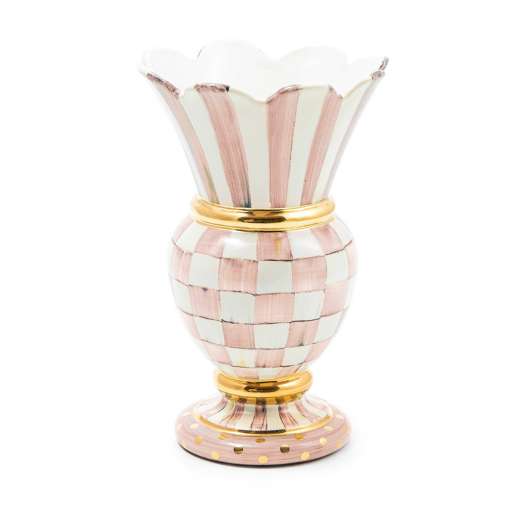 MacKenzie-Childs rosy check ceramic great vase