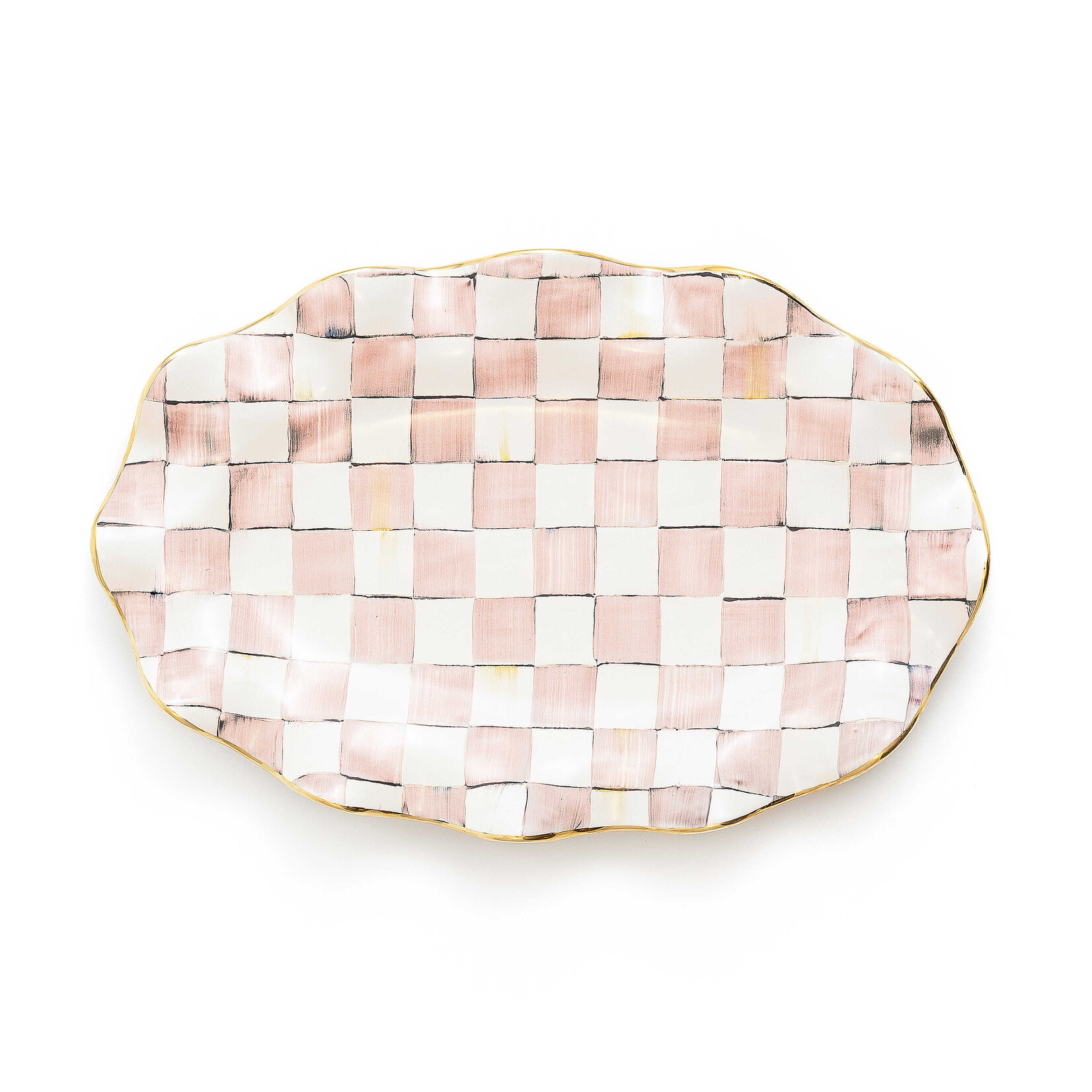 MacKenzie-Childs rosy check ceramic serving platter