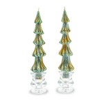 MacKenzie-Childs tree dinner candles - 8" - green - set of 2