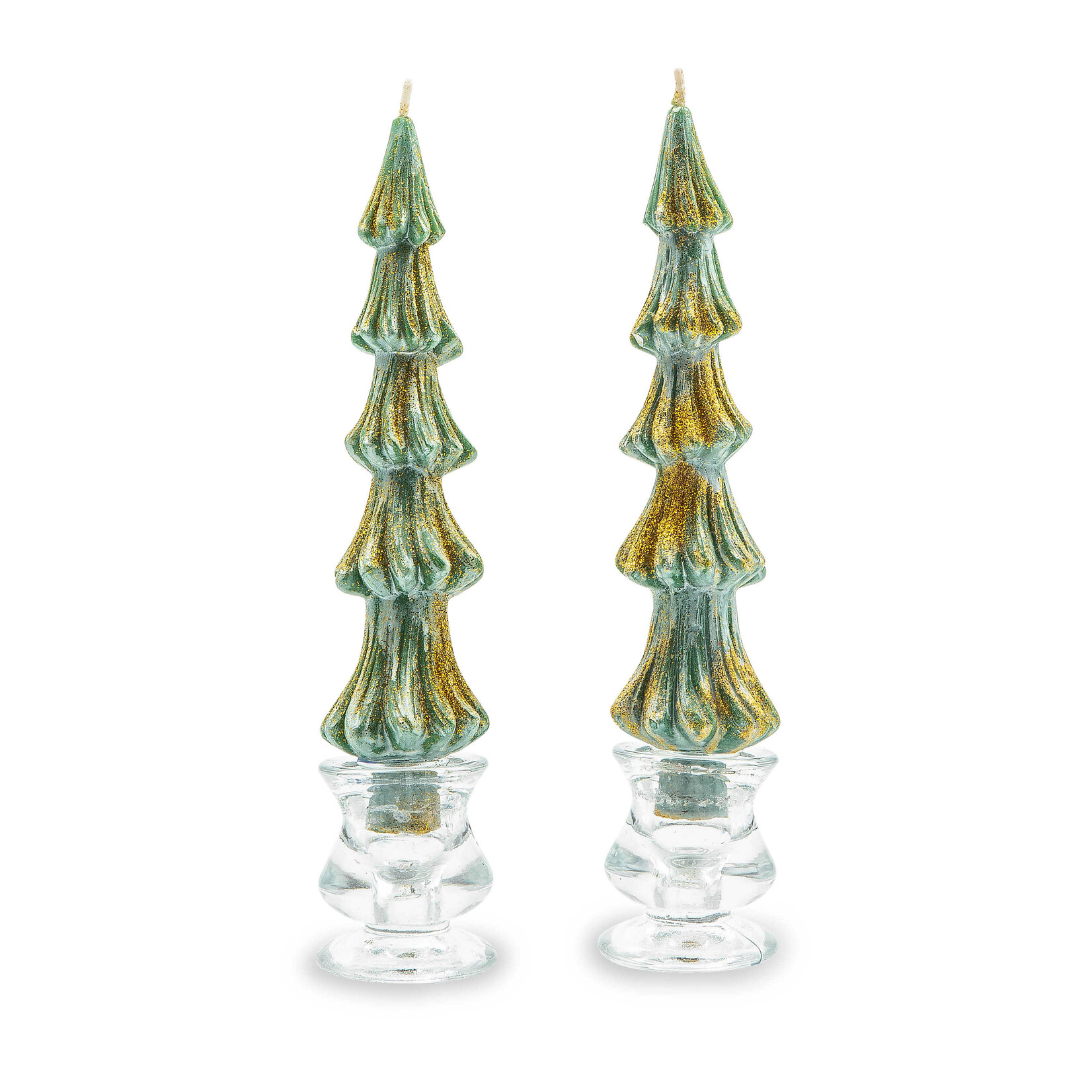MacKenzie-Childs tree dinner candles - 8" - green - set of 2