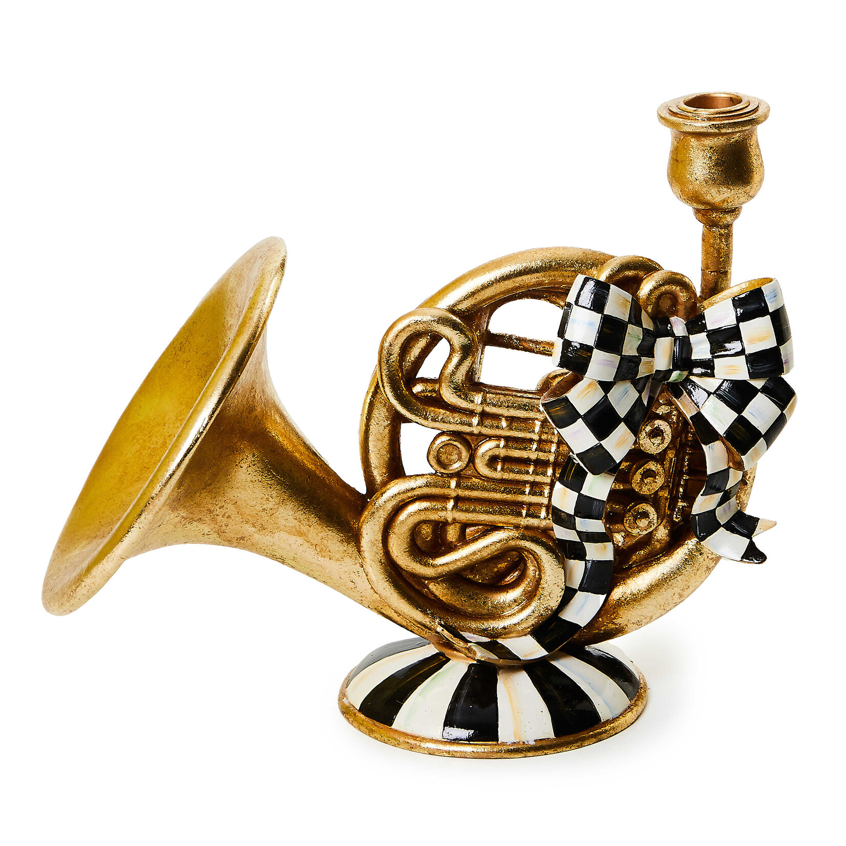 MacKenzie-Childs emerald luxe french horn candle holder