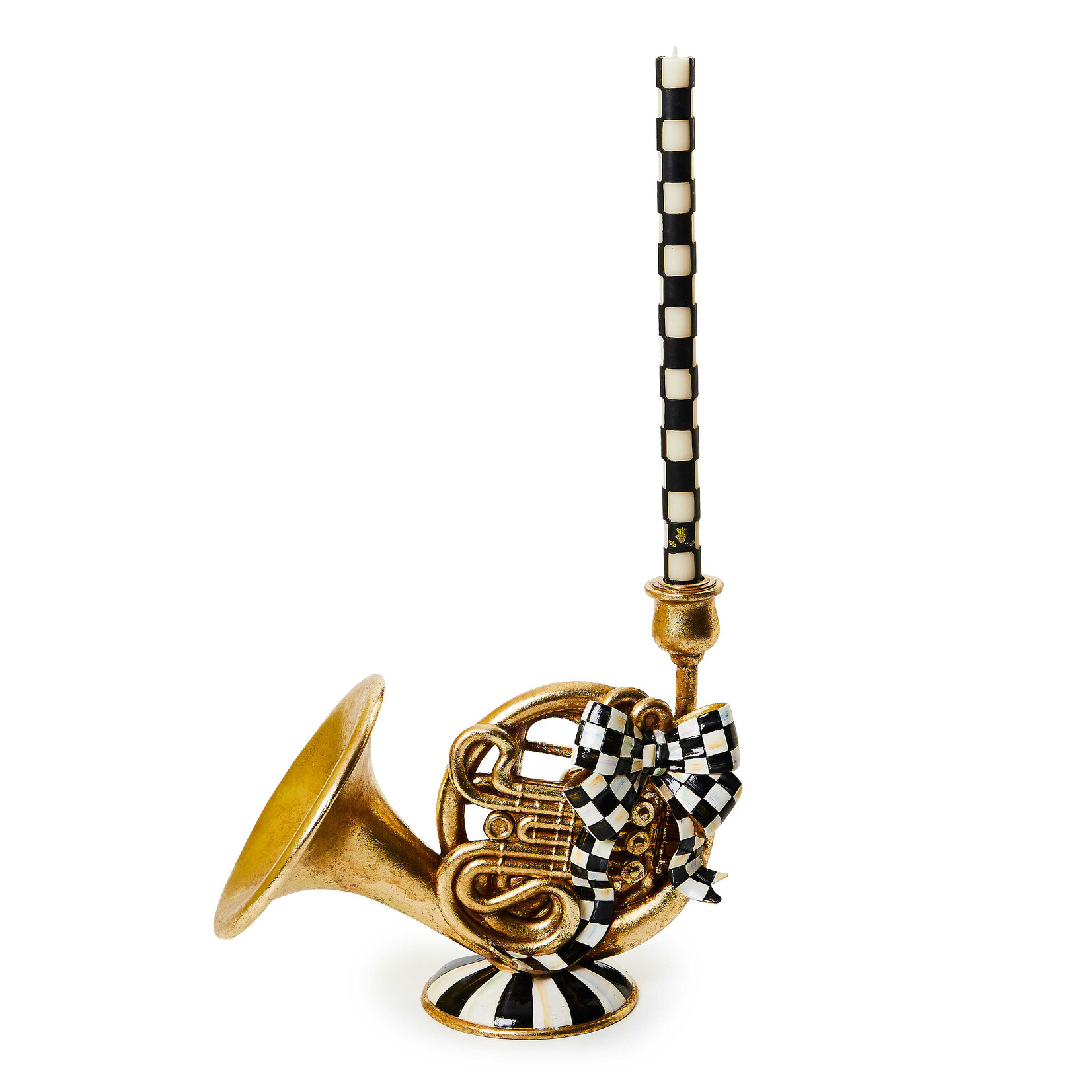 MacKenzie-Childs emerald luxe french horn candle holder