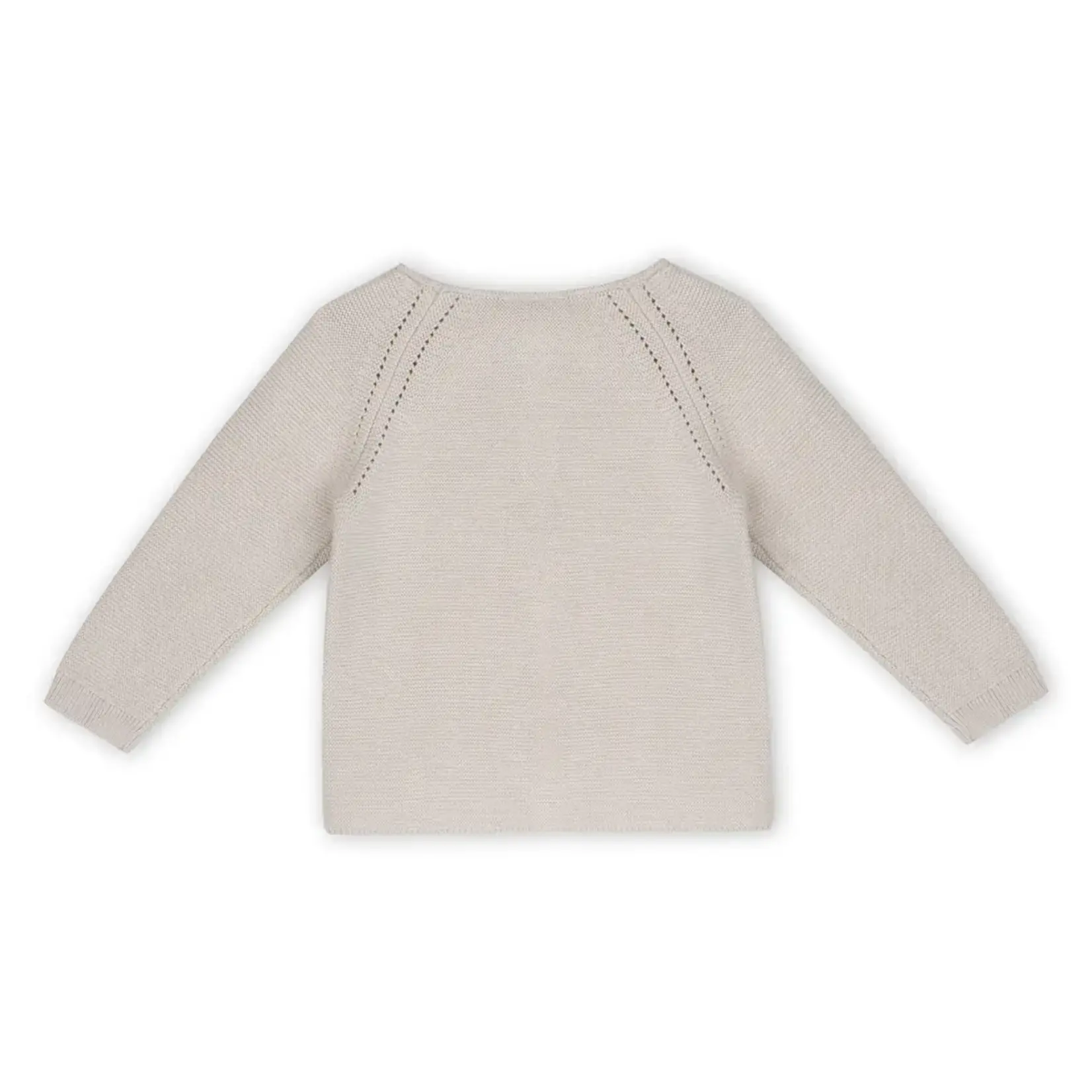 Viverano Organics Floral Embroidered Pearl Cardigan - Stone