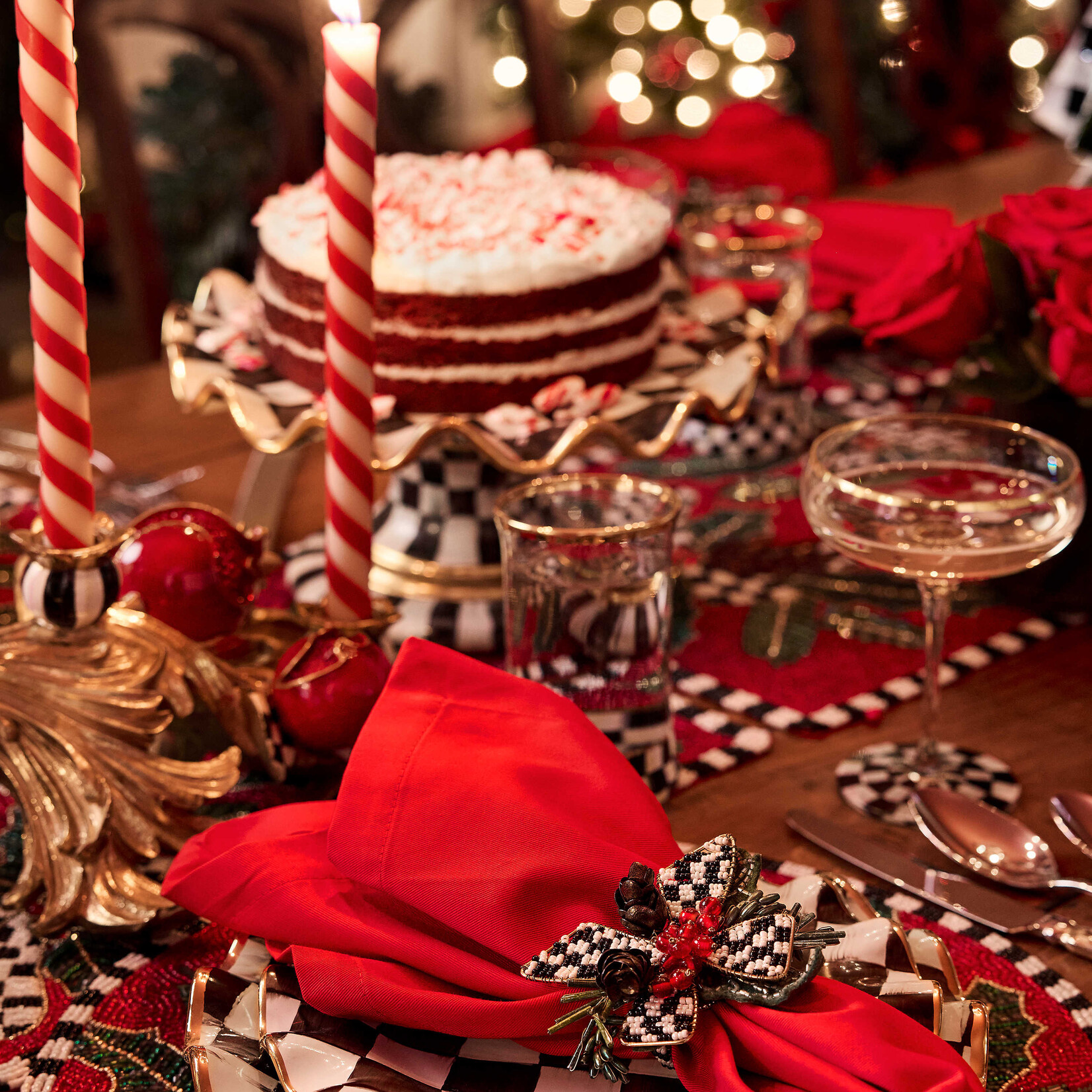 MacKenzie-Childs Candy Cane Dinner Candles, Set of 2