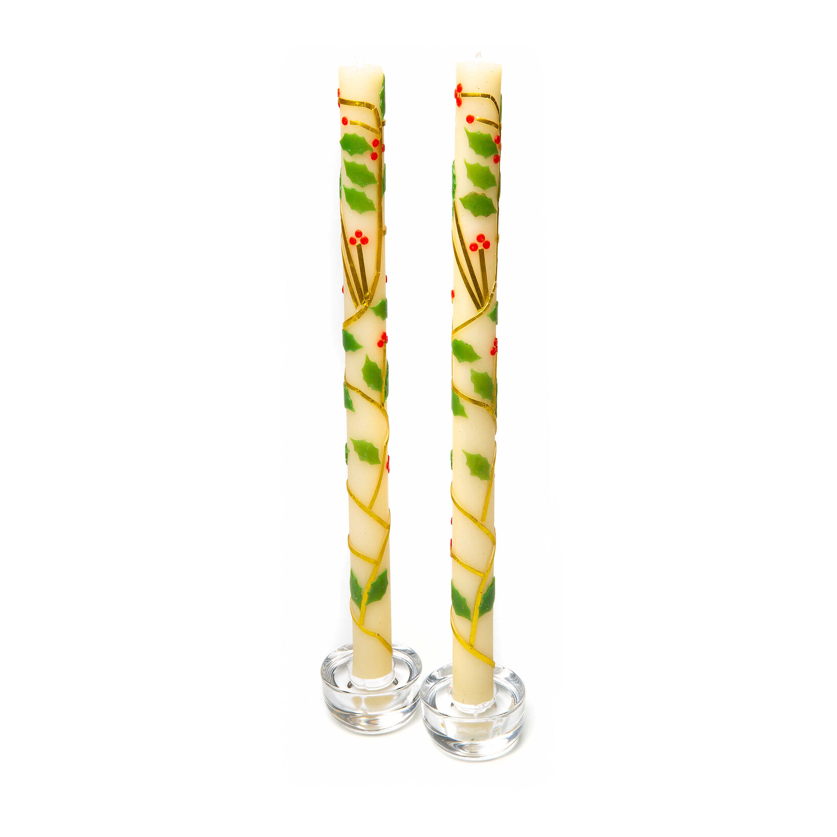 MacKenzie-Childs Holly Dinner Candles, Set of 2
