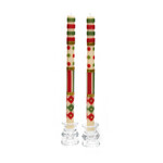 MacKenzie-Childs Jester Dinner Candles - Red, Green, & Gold - Set of 2