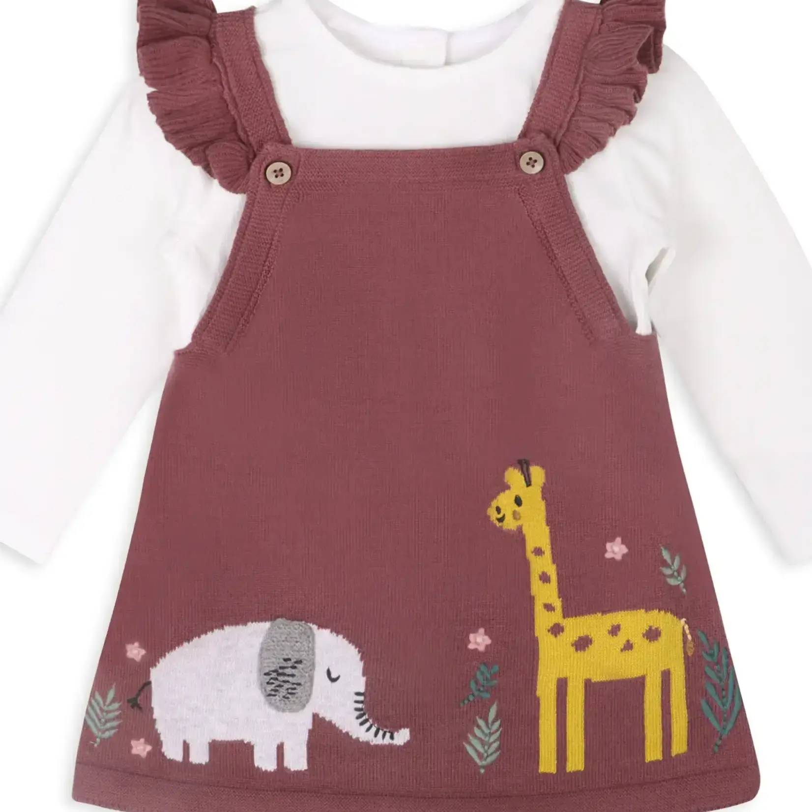 Viverano Organics Giraffe Elephant Buddy Tunic Dress & Bodysuit - Berry