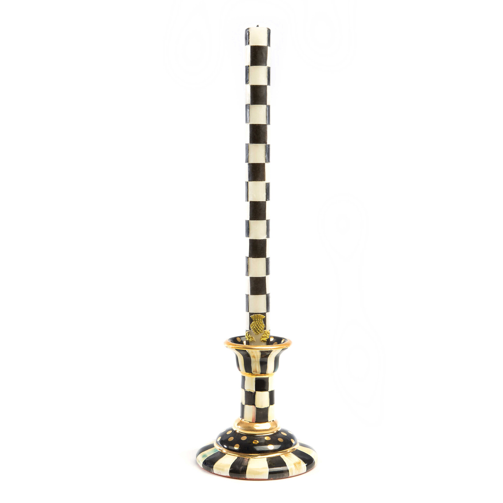 MacKenzie-Childs Check Black & Ivory Dinner Candles, Set of 2