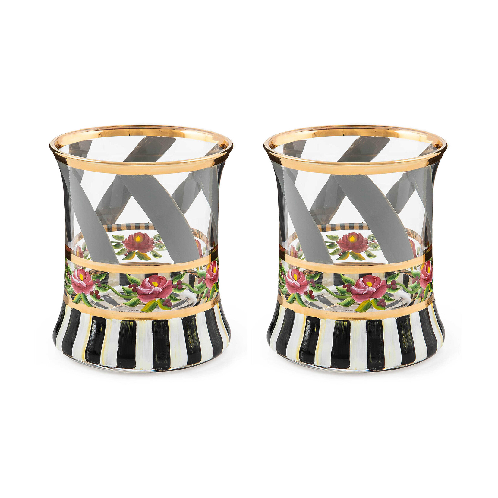 MacKenzie-Childs Maypole Sterling Tumbler Glass, Set of 2