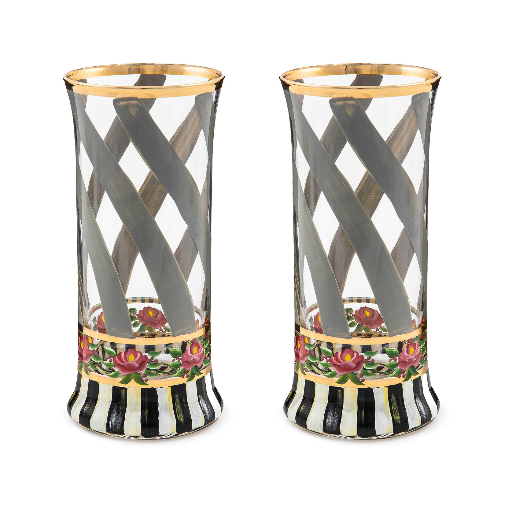 MacKenzie-Childs Maypole Sterling Highball Glass, Set of 2
